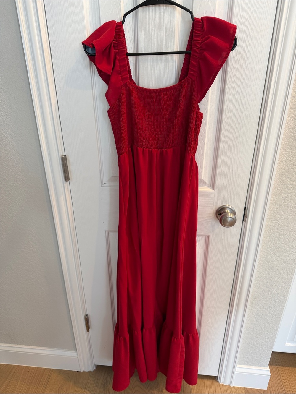 Red Ruffle Strap Maxi Dress - Picture 8 of 8